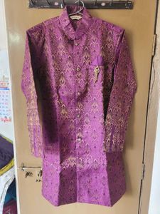 Men's Royal Purple Brocade Kurta Set