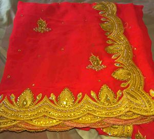 Stunning Red &amp; Gold Embroidered saree