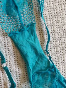 adore me Teal Lace Thong Panty