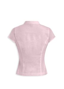 Light Pink Tie-Neck Short Sleeve Top