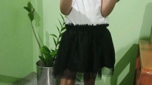 Chic Black Tulle Skirt/waist 16 inch.L=24cm
