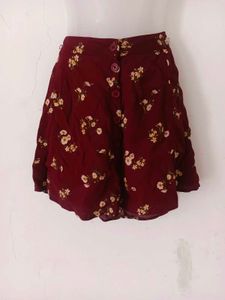 Floral Button-Front Mini Skirt