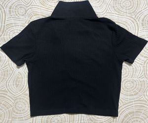 Black Textured Button-Up Shirt