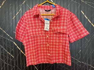Red Plaid Cropped Shirt