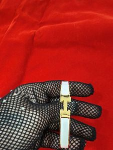 Gold &amp; White Bangle Bracelet