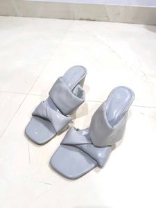 Light Blue Heeled Mules