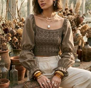 knit puff sleeve top