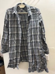 ZARA Classic Plaid Long-Sleeve Shirt Dress