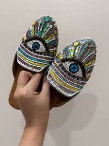 Beaded Evil Eye Mules
