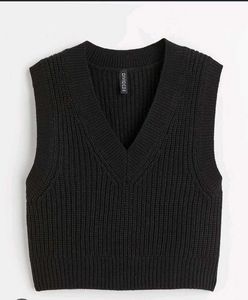 Size-S H&M Black V-Neck Knit Vest
