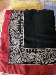 Brand New Black Chiffon Saree .
