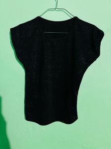 Sparkly Black Cap Sleeve Top