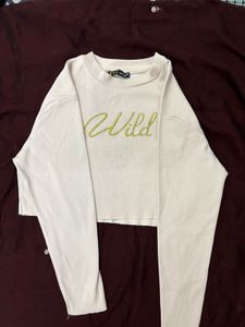 Cream "Wild" Cropped Sweatshirt