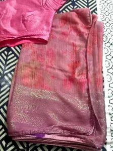 Beautiful Pink Saree with Blouse