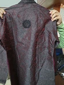 Men's Kurta with Embellished Neckline