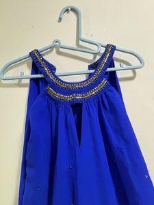 Long Blue Party Wear Festive Gown Dress