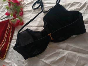 Chic Black Scalloped Bikini Top 34D
