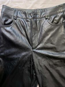 Black Faux Leather Wide Leg Pants
