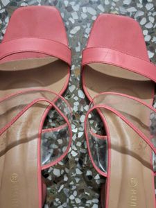 Coral Block Heel Sandals 2 inches