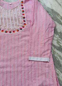 Chic Pink Striped Kurta