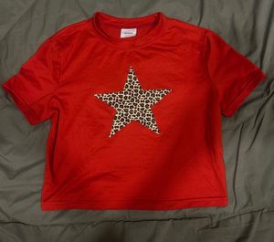 star Y2K leopard print tee