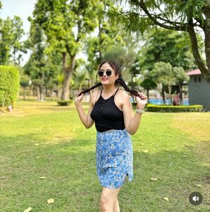 Cute Blue Floral Mini Skirt
