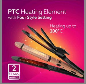 3-in-1 Hair Styler: Straightener, Curler & Crimper