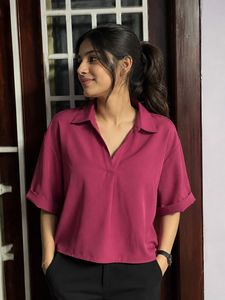 Chic Mauve Mock Neck Top