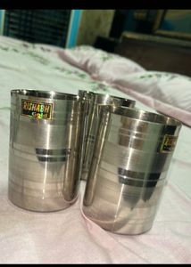 Stainless Steel Serving Bowls &amp; Glasses Set combo