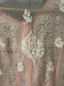Elegant Peach Chikankari Kurta