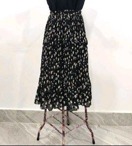 Floral Pleated Midi Skirt