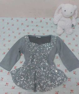 Grey Sequined Elegant Top