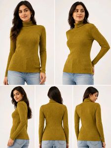 Mustard Ribbed Turtleneck Top