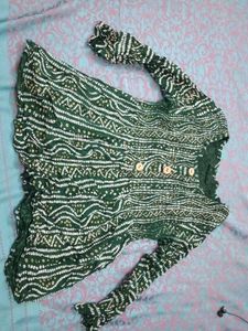 Green Bandhani Print Kurta