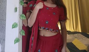 Stunning Red Embroidered Lehenga Choli