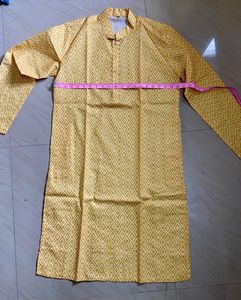 Men's Yellow Printed Kurta