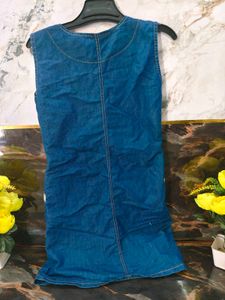 Sleeveless Denim Button-Up Dress