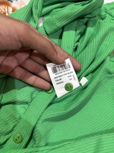 y2k green Ruched Button-Up Top