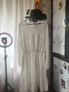 White Textured Midi Dress