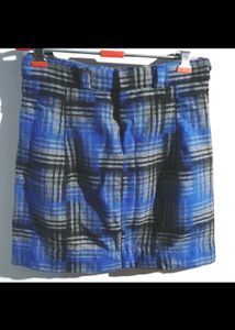 Blue &amp; Grey Plaid Mini Skirt
