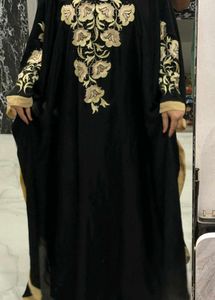 Elegant Black Abaya with Gold Embroidery