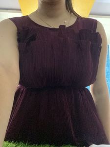 Maroon Pleated Tunic Top