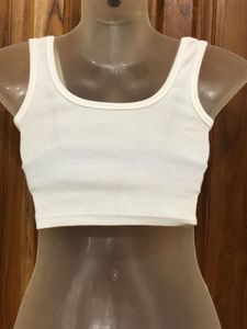 White Cropped Tank