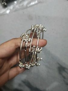 Silver Toned Bangles with Bells