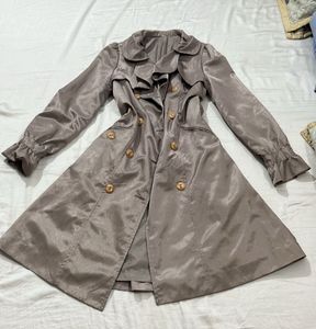 Elegant Ruffled Trench Coat