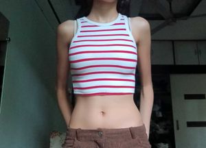 Red & White Striped Tank Top