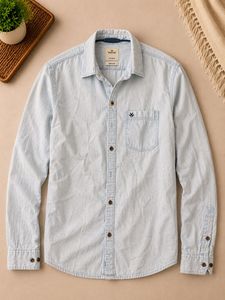 wrogn light wash denim shirt
