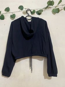 Cropped Black Zip-Up Hoodie