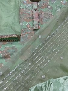 Elegant Mint Green Embroidered Pakistani Suit