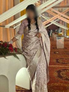 Elegant Lavender Silk Saree with stiched blouse